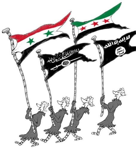Dr Seuss butter battle book girls with syrian civil war flags, isis