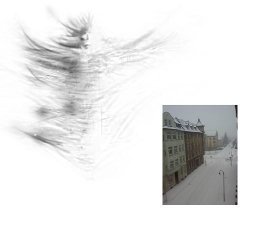spider web trapped person pushing behind page, german snow