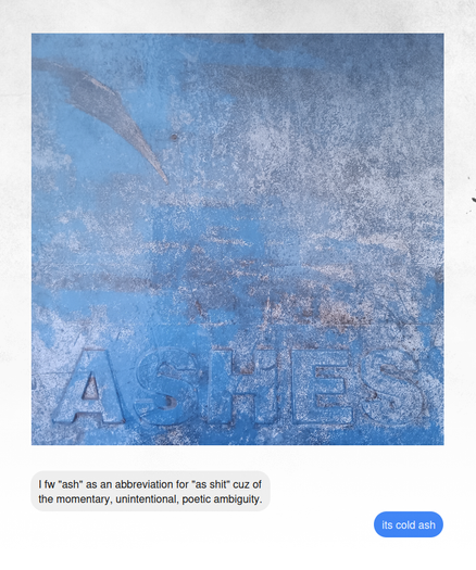 my ash fedi post turned into something similar to a signal dm and ashes pic together