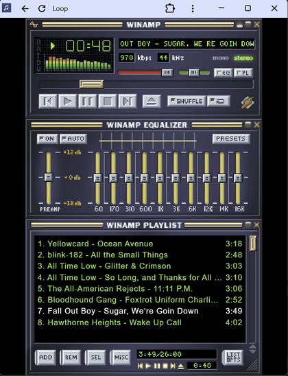 mini music player using the winamp skin
