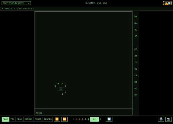 Vector display w/menuing system visible