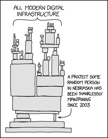 La vignetta di xkcd che viene pubblicata dopo ogni allarme di sicurezza, la numero 2347, mostra una torre di infrastrutture moderne in equilibrio su un piccolo blocco, mantenuta da una sola persona senza ricevere ringraziamenti. Un utente di Reddit, con il nickname u/Mastbubbles, ha deciso di verificare quanto questa immagine si avvicini alla realtà. Ha scaricato la cronologia completa di 23 progetti su cui si basano telefoni, browser e server, ha contato tutti coloro che hanno apportato dieci …